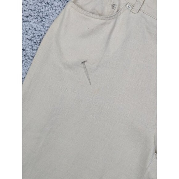 Lauren Ralph Lauren 100% Linen Wide Leg Capris Size 10 Boho Beach Travel Beige - Picture 11 of 16